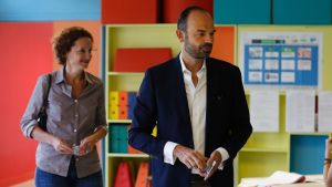 Frankrikes premiärminister Édouard Philippe röstar tillsammans med sin hustru Edith Chabre. Frankrikes premiärminister Édouard Philippe röstar tillsammans med sin hustru Edith Chabre.