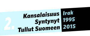 Kansalaisuus: Irak, syntynyt: 1995, tullut Suomeen: 2015