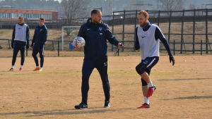 Shefki Kuqis och Timo Furuholms samarbete har hittills fungerat bra. Shefki Kuqi och Timo Furuholm, Inters träningar våren 2017.