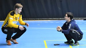 Herrlandslagets målvakt Mikael Mäkelä och Vanja Radic. Mikael Mäkelä och Vanja Radic på handbollslandslagets träningar.