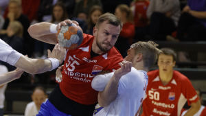 Tadas Stankevicius gjorde sex mål (i arkivbild). Tadas Stankevicius skjuter.