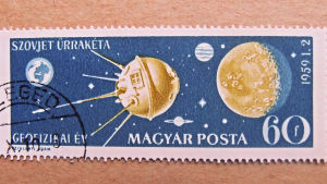 Det sovjetiska rymdprogrammet fick stor uppmärksamhet. Sputnik satellit på ungerskt frimärke