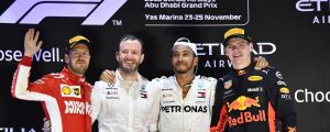 Sebastian Vettel, Lewis Hamilton och Max Verstappen avslutade säsongen 2018 i Abu Dhabi. Sebastian Vettel, Lewis Hamilton och Max Verstappen avslutade säsongen 2018 i Abu Dhabi.