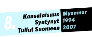 Kansalaisuus: Myanmar, syntynyt: 1994, tullut Suomeen: 2007.