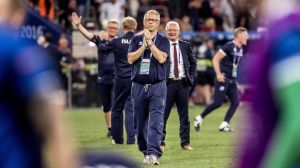 Lagerbäck ledde bland annat Island till åttondelsfinalseger över England. Lars Lagerbäck, EM 2016.