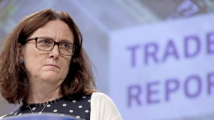 Handelskommissionär Cecilia Malmström under en presskonferens i Bryssel i juni 2019. Handelskommissionär Cecilia Malmström under en presskonferens i Bryssel i juni 2019.