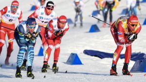 Iivo Niskanen och Aleksandr Bolsjunov är favoriter på femmilen. Iivo Niskanen och Aleksandr Bolsjunov i Falun.