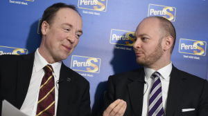 Sampo Terho och Jussi Halla-Aho på Sannfinländarnas partikongress i juni 2017 Bild på Jussi Halla-aho och Sampo Terho.