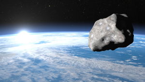 Meteor eller meteorit som närmar sig jorden.