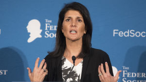 Nikki Haley har bland annat profilerat sig i skattefrågor. Nikki Haley håller ett tal.