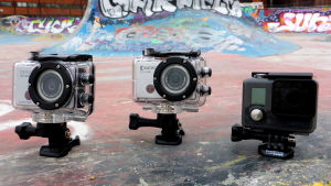Action-kamerat Denver, Konig ja GoPro rivissä maassa.