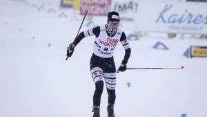 Mari Eder var fyra i sprintkvalet. Mari Eder går i mål i morgonens sprintkval.