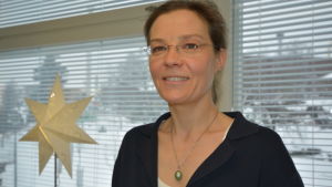 Barn behöver verktyg för att klara av spelreglerna på Whatsapp, anser läraren Anna Schultz. kvinna står vid fönster bredvi en julstjärna som lyser