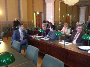Hela ledningsgruppen var på plats då stadsdirektören presenterade sitt budgetförslag.
