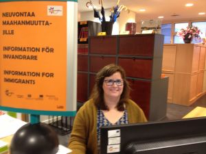 Petra Winberg på Welcome Office i Vasa. Petra Winberg vid Welcome Office i vasa.