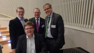 Johan Häggman längst till höger, tillsammans med seminariedeltagarna Kjell Herberts, Jan Diedrichsen och arrangören Richard Sjölund