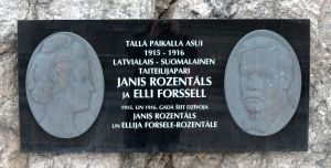 Elli Forssell och Janis Roszentals minnesplakett på Brändö, Helsingfors Elli Forssell, Janis Roszentals