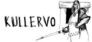 Kullervo seisoo miekka kädessä ovella (piirros).