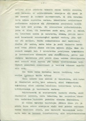 Ylipäällikkö Mannerheimin päiväkäsky 14. maaliskuuta 1940, kolmas sivu.