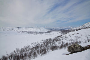 Talvinen tunturimaisema Kilpisjärvellä.