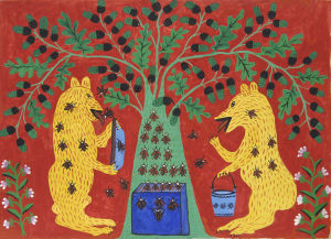 "Bears at Apiary", 1965 Verk av Maria Primatsjenko på Aboa Vetus & Ars Nova i Åbo.