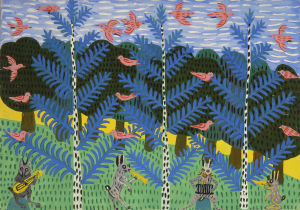 "Spring Revels of Hares and Birds" 1968 Verk av Maria Primatsjenko på Aboa Vetus & Ars Nova i Åbo.