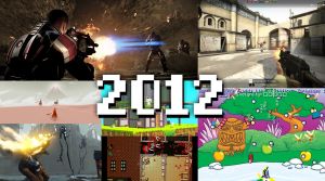 Ett kollage med bilder från Mass Effect 3, Journey, Fez, Dishonored, Hotline Miami, CS:GO och Frog Fractions.