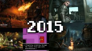 Ett kollage med bilder från The Witcher 3, Ori and the blind forest, Undertale, Metal Gear Solid: The phantom pain och Bloodborne.