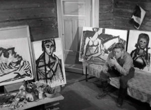 Kalervo koski ja Ahti Lavosen taidetta. Kalervo Koski ja Ahti Lavosen taidetta elokuvassa Jäinen saari (1964).