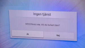 Sedan något år saknas många kanaler i familjen Wickholms tv. Felmeddelande på tv-skärmen.