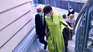 President Kersti Kaljulaid i Tyskland i somras. Estlands president Kersti Kaljulaid i Tyskland sommaren 2020.