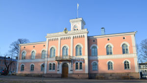 Budgetförslagen författas i Rådhuset vid Lovisa torg. Arkivbild. ett stort rosa hus