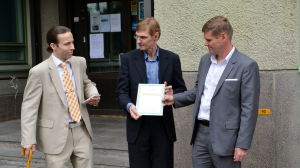 Det vinnande teamet. Vitaly Stockman, Staffan Westerbladh och Jens Westerbladh från Datapartner. Pristagare i företagstävling