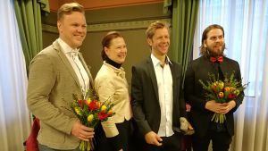 Från vänster: Osku Valtonen, Minna Arve, Tomi Kallio och Juhani Koskinen. Från vänster: Osku Valtonen, Minna Arve, Tomi Kallio och Juhani Koskinen.