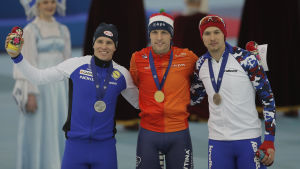 EM-medaljörerna Mika Poutala, Ronald Mulder och Pavel Kulizhnikov. EM-medaljörerna Mika Poutala, Ronald Mulder och Pavel Kulizhnikov.