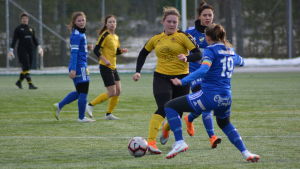 Numera dömer Tonja Weckström mest matcher i Nationella ligan. Annika Grundvall är lagkapten och trotjänare i IK Myran.