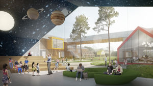 Oppimisen tiloja sisällä ja ulkona. Smart School, Irkutsk