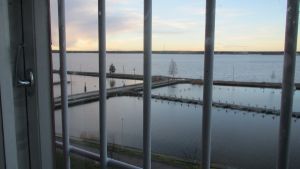 Vasa fängelse, vy från en cell. Utsikt över infjärden från Vasa fängelse.