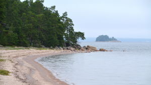 Arkivbild från Våtskär, där Anders Eriksson äger mark. Sandstrand och hav på Våtskär