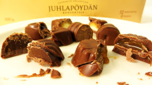 Pandan Juhlapöydän konvehteja, murenevat leikatessa
