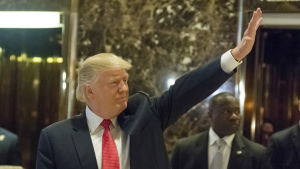 USA:s blivande president Donald Trump. Donald Trump i Trump Tower, New York, 6.12.2016