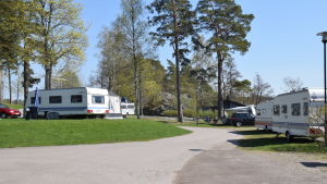 Det kommer att bli fullt på campingen i Ekenäs under helgen. Husvagnar på Ekenäs campingplats.
