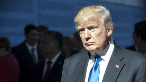 Trump har vägrat att ge ut sina skattedeklarationer trots att både åklagare och kongressen kräver att få se dem Donald Trump under Natomötet i Bryssel 25.5.2017.