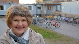 Li-Lo Söderholm 2016 medan renoveringen pågick. Li-Lo Söderholm, rektor på Lyceiparkens skola