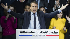 Emmanuel Macron på valtillställning i Parc des Expositions i Paris i december 2016. Emmanuel Macron på valtillställning i Parc des Expositions i Paris i december 2016.