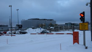 Ingen ny malm bryts vid Talvivaara. Porten till Talvivaara gruva januari 2015