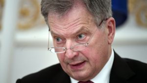 Sauli Niinistö President Sauli Niinistö i presidentslottet i Helsingfors den 5 april 2017.