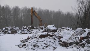 Förutom sten finns det också högar av jord samt aska på området. Skallholmen i Tolkis i Borgå