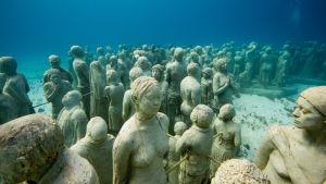 Undervattensmuseet utanför Cancun. Undervattensmuseum utanför Cancun i Mexiko.