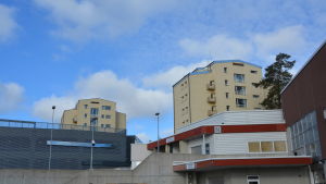 En del av de här byggnader ska rivas för att det nya H-huset ska få plats. Vasa centralsjukhus.